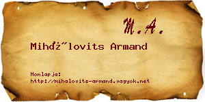 Mihálovits Armand névjegykártya